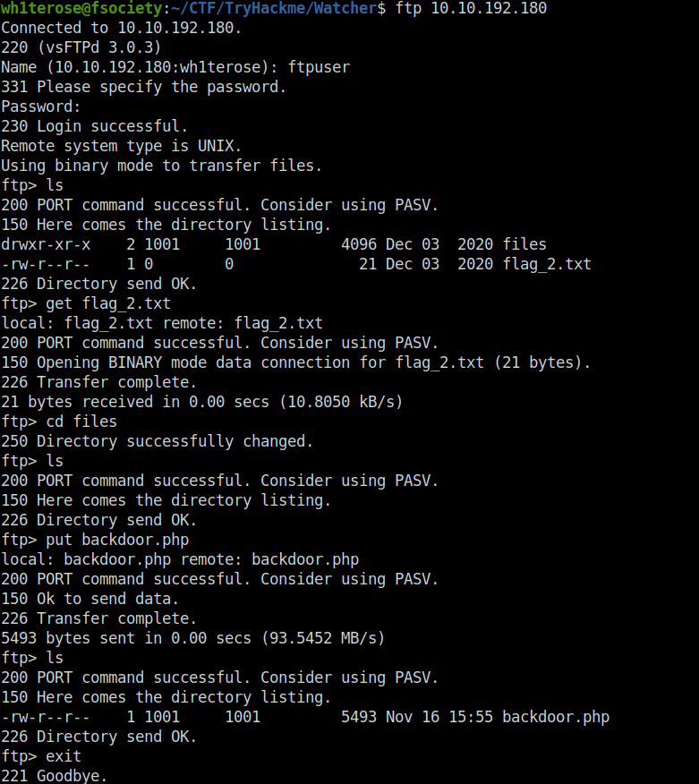 Tryhackme - Watcher ftp login