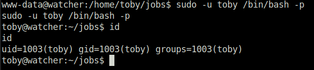 Tryhackme - Watcher change user to toby