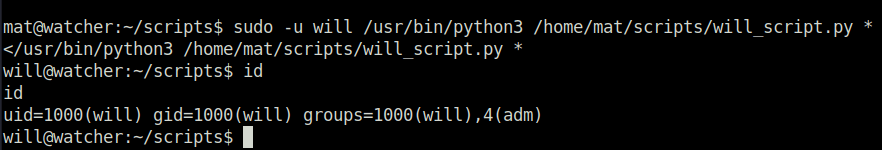 Tryhackme - Watcher change user to will