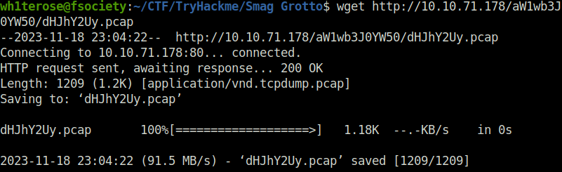 Tryhackme - Smag Grotto wget pcap file
