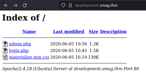 Tryhackme - Smag Grotto development.smag.thm