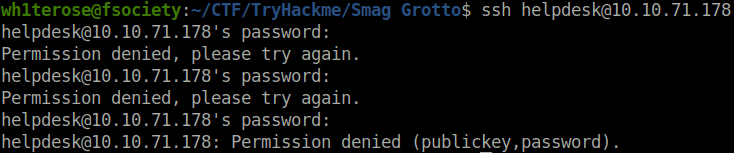 Tryhackme - Smag Grotto ssh login attempt
