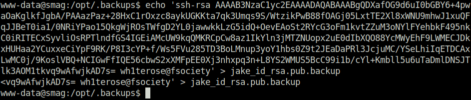Tryhackme - Smag Grotto copy public key to jake backup