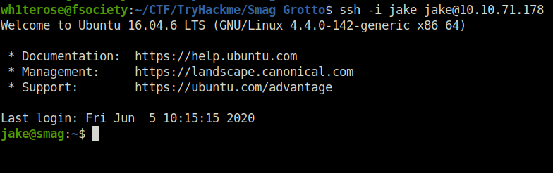 Tryhackme - Smag Grotto ssh login jake