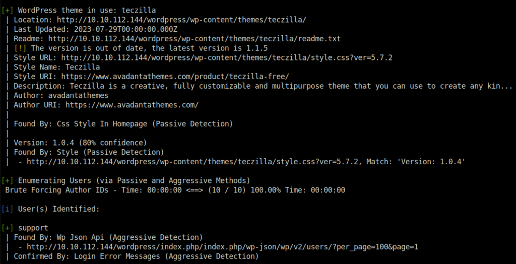 Tryhackme - Tech_Supp0rt: 1 Wpscan result
