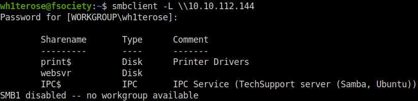 Tryhackme - Tech_Supp0rt: 1 smbclient list