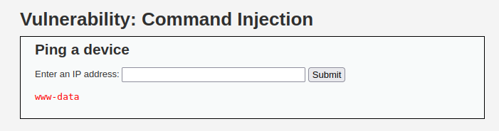 DVWA - Command Injection (Low/Med/High) successful Command Injection