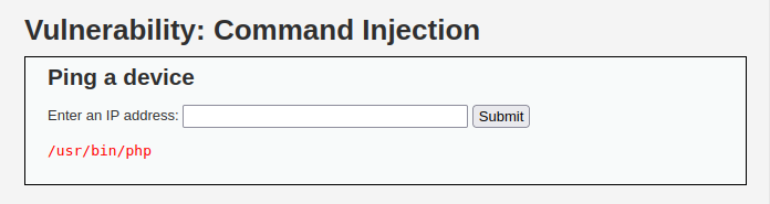 DVWA - Command Injection (Low/Med/High) which php