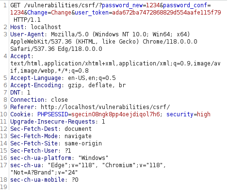 DVWA - Cross Site Request Forgery (Low/Med/High) Burpsuite intercept
