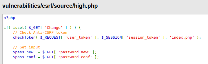 DVWA - Cross Site Request Forgery (Low/Med/High) high.php