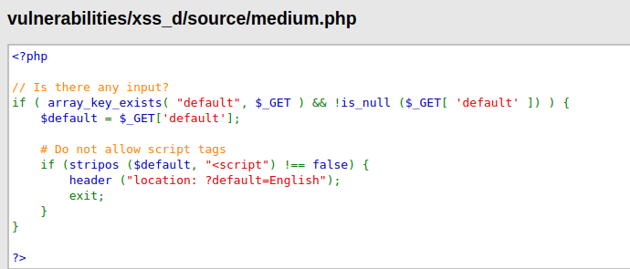 DVWA - DOM Based Cross Site Scripting (Low/Med/High) medium.php