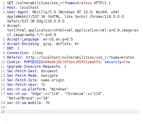 DVWA - Reflected Cross Site Scripting (Low/Med/High) Burpsuite intercept