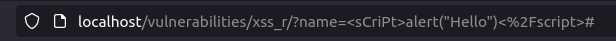 DVWA - Reflected Cross Site Scripting (Low/Med/High) payload URL