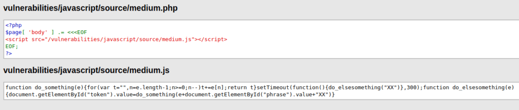 DVWA - JavaScript Attacks (Low/Med/High) medium.php and medium.js