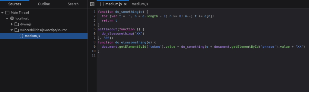DVWA - JavaScript Attacks (Low/Med/High) medium.js