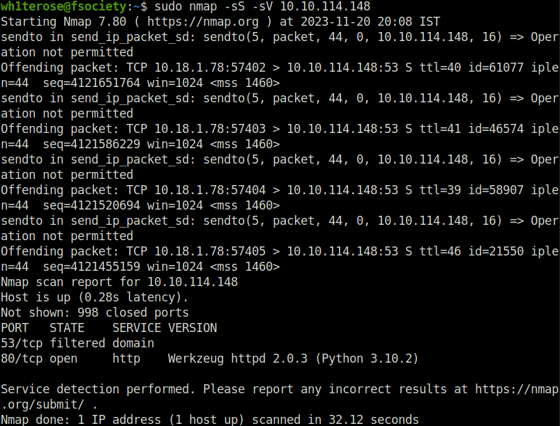 Tryhackme - Corridor nmap scan