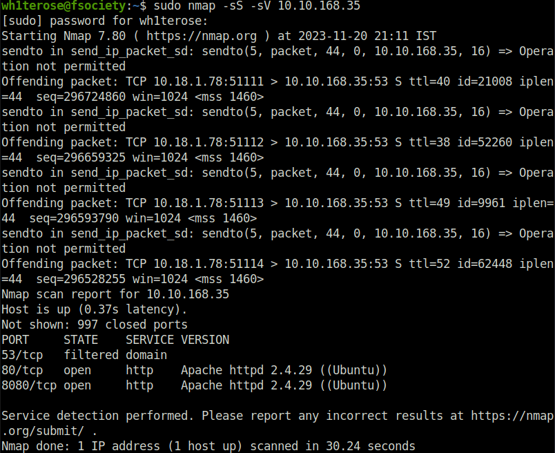 Tryhackme - Gallery nmap scan