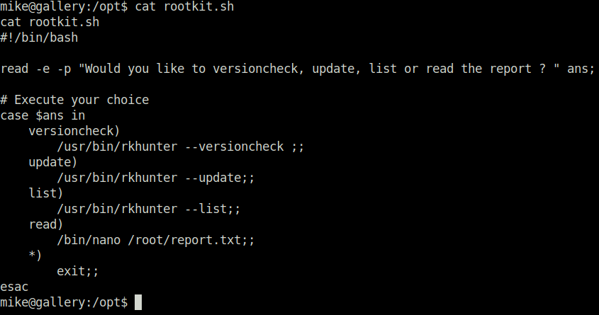 Tryhackme - Gallery cat rootkit.sh