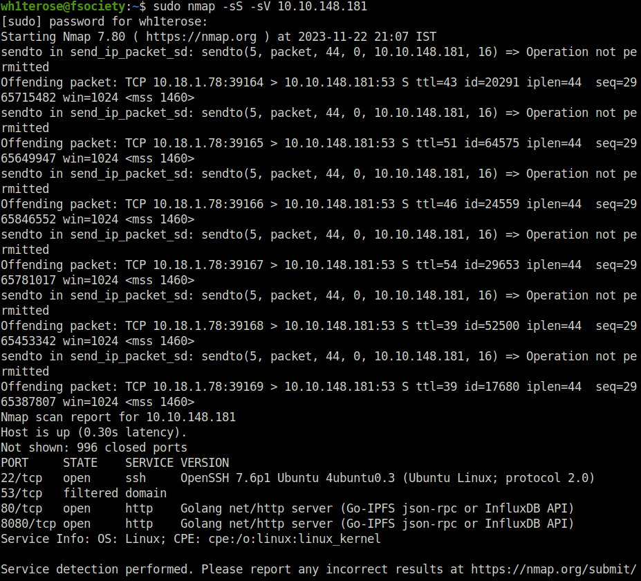 Tryhackme - hackerNote nmap scan