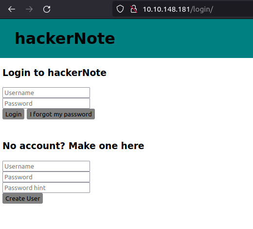 Tryhackme - hackerNote Login Panel