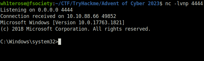 Tryhackme - Advent of Cyber 2023 netcat listener