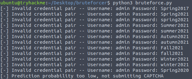 Tryhackme - Advent of Cyber 2023 python3 bruteforce.py