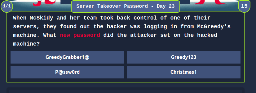 Tryhackme - Advent of Cyber 2023 Server Takeover Password
