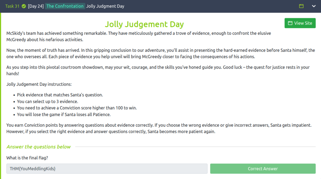 Task 31 - [Day 24: The Confrontation] Jolly Judgment Day