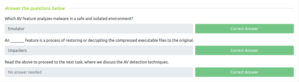 Tryhackme - Introduction to Antivirus Task 3 - Antivirus Features