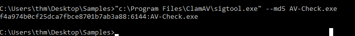 Tryhackme - Introduction to Antivirus sigtool.exe
