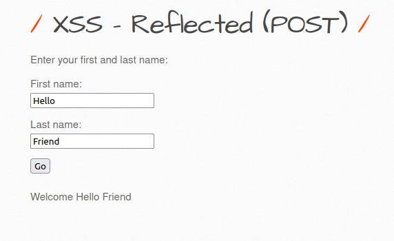 bWAPP - Cross Site Scripting Reflected (POST) XSS - Reflected (POST)