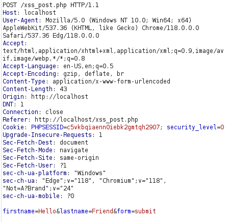 bWAPP - Cross Site Scripting Reflected (POST) Burpsuite intercept