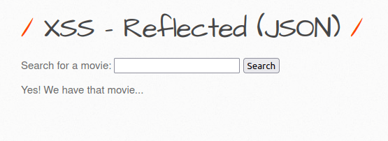 bWAPP - Cross Site Scripting Reflected (JSON) Movie found