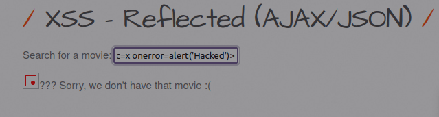 bWAPP - Cross Site Scripting Reflected (AJAX-JSON) Payload