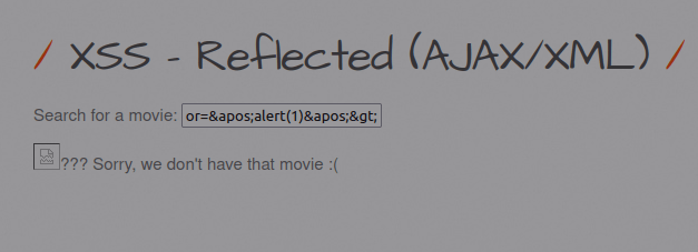 bWAPP - Cross Site Scripting Reflected (AJAX-XML) Payload