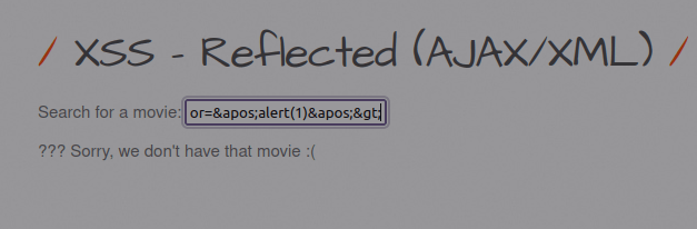 bWAPP - Cross Site Scripting Reflected (AJAX-XML) Payload