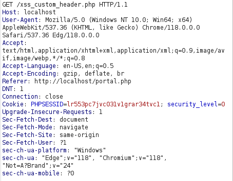 bWAPP - Cross Site Scripting Reflected (Custom Headers) Burpsuite intercept