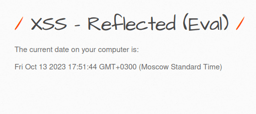 bWAPP - Cross Site Scripting Reflected (Eval) Eval