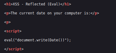 bWAPP - Cross Site Scripting Reflected (Eval) Page source code