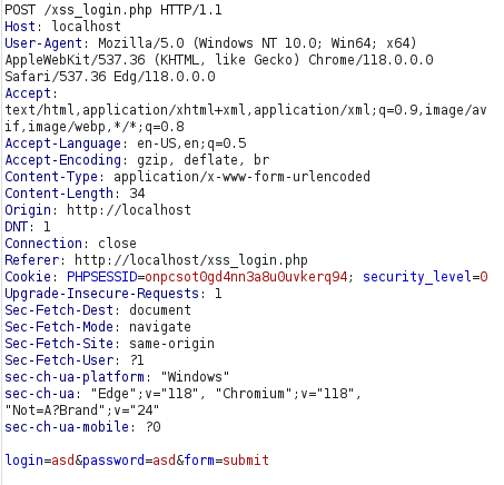 bWAPP - Cross Site Scripting Reflected (Login Form) Burpsuite intercept
