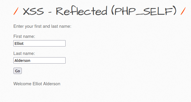 bWAPP - Cross Site Scripting Reflected (PHP_Self) PHP_SELF