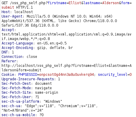 bWAPP - Cross Site Scripting Reflected (PHP_Self) Burpsuite intercept