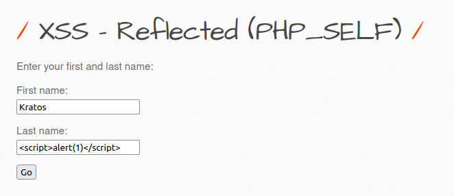 bWAPP - Cross Site Scripting Reflected (PHP_Self) Payload