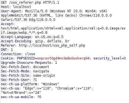 bWAPP - Cross Site Scripting Reflected (Referrer) Burpsuite intercept