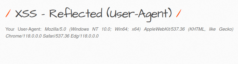 bWAPP - Cross Site Scripting Reflected (User-Agent) XSS - Reflected (User-Agent)